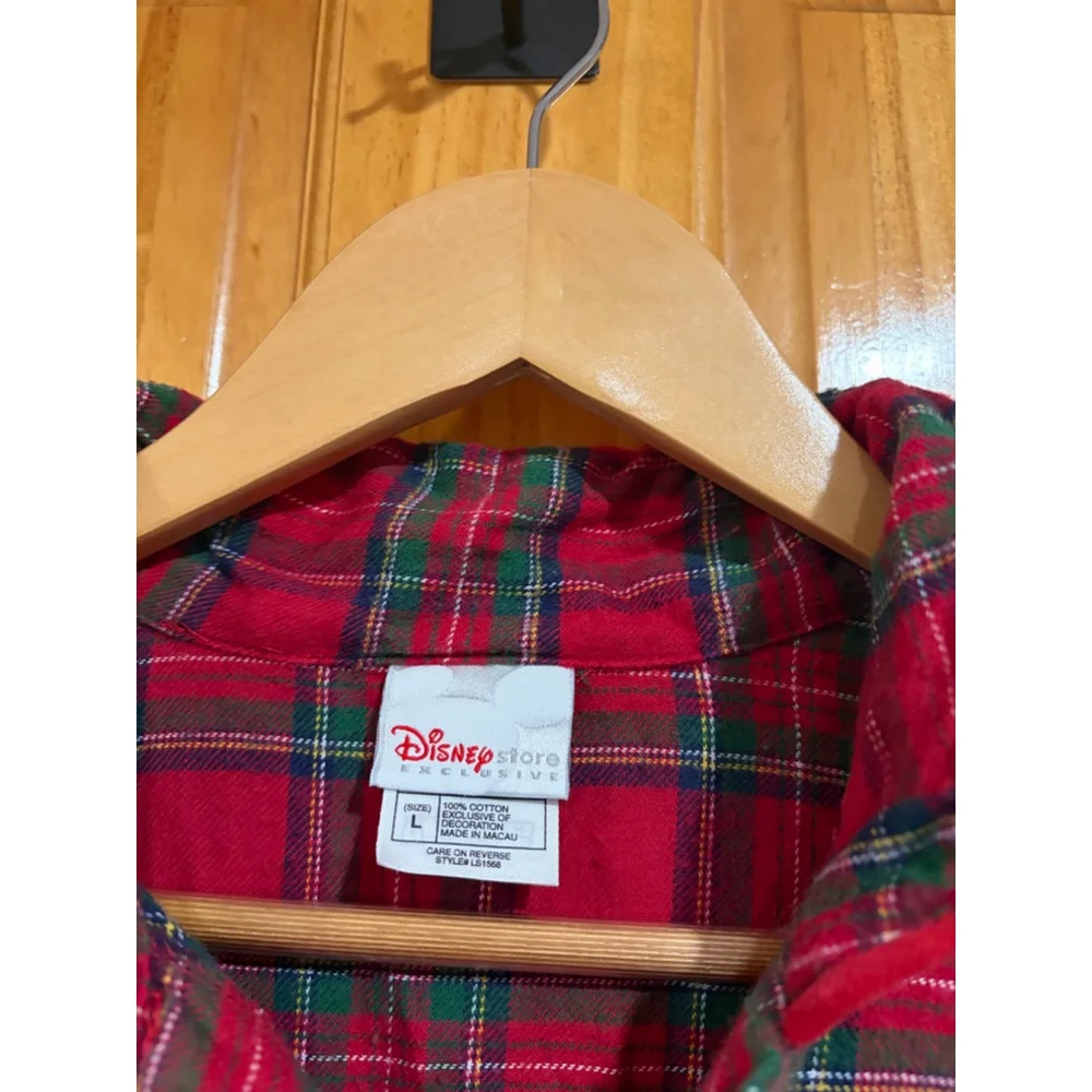 Disney Store Mickey Mouse Christmas Plaid Nightgown Flannel Sleep Shirt L - Picture 3 of 6